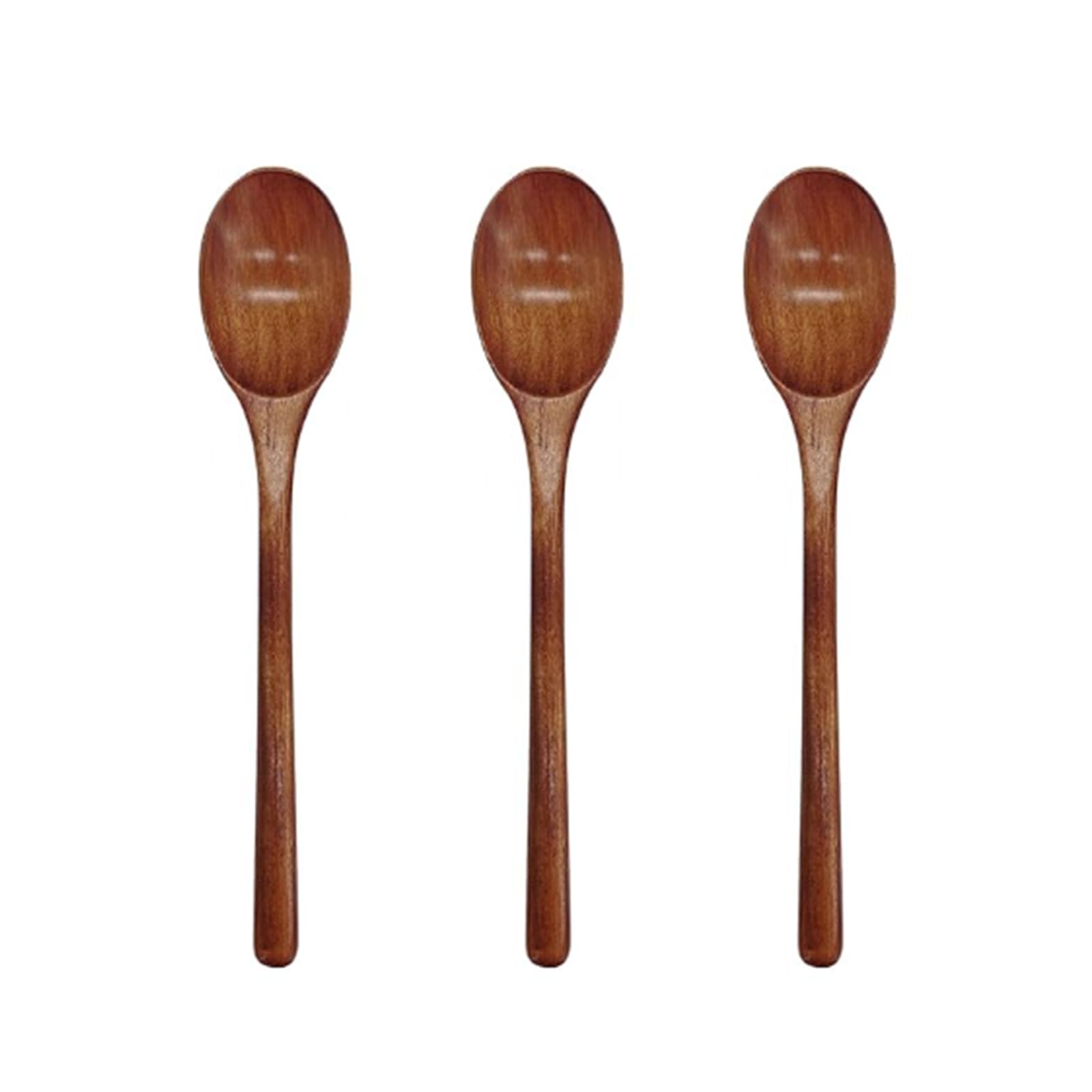3 Pcs 9.25'' Wooden Mixing Spoons for Cooking Japanese Style Soup Spoons Long Handles Easy to Clean Use
