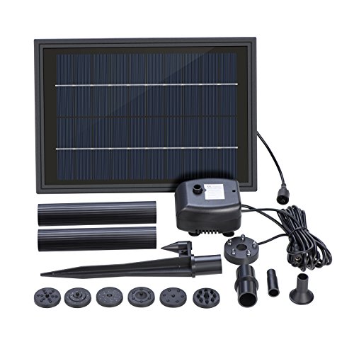 Lewisia Battery Backup Solar Fountain Pump with LED Lighting Solar Powered Water Pump Kit for Pool Koi Pond Garden Bird Bath 5W
