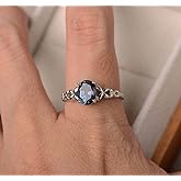 Koguxuix Genuine Women's 925 Sterling Silver Ring Oval Cut Natural Sapphire Blue CZ Crystal Butterfly Ring Engagement Party Band Ring (9)