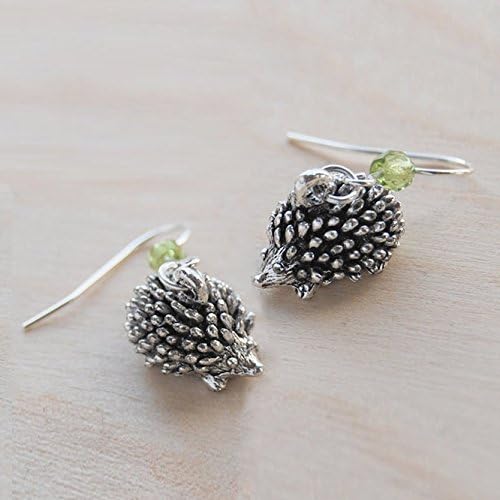 Enchanted Leaves - Little Silver Hedgehog Earrings - Cute Hedgehog Charm Earrings
