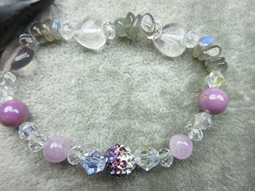 Genuine Phosphosiderite, Labradorite, Fluorite and Kunzite Healing Bracelet