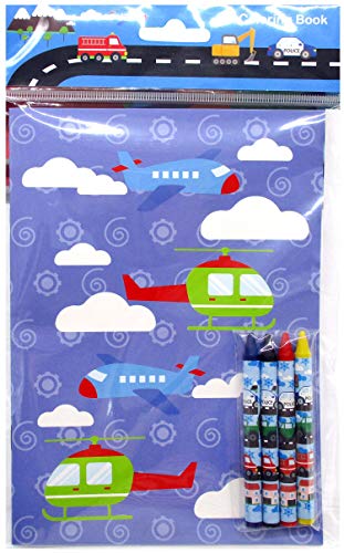 Transportation Vehicles Trains and Construction Coloring Book Set with Crayons Party Favor, 12 Pack - Thumbnail 2