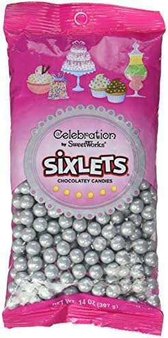 SWEETWORKS CONFECTIONS Sweetworks Sixlets(R) 14oz Candy, 14 oz, Sliver