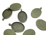 20 CleverDelights Oval Pendant Trays - Antique Bronze Color - 22 x 30 mm - Pendant Blanks Cameo Bezel Settings - Custom Jewelry Making