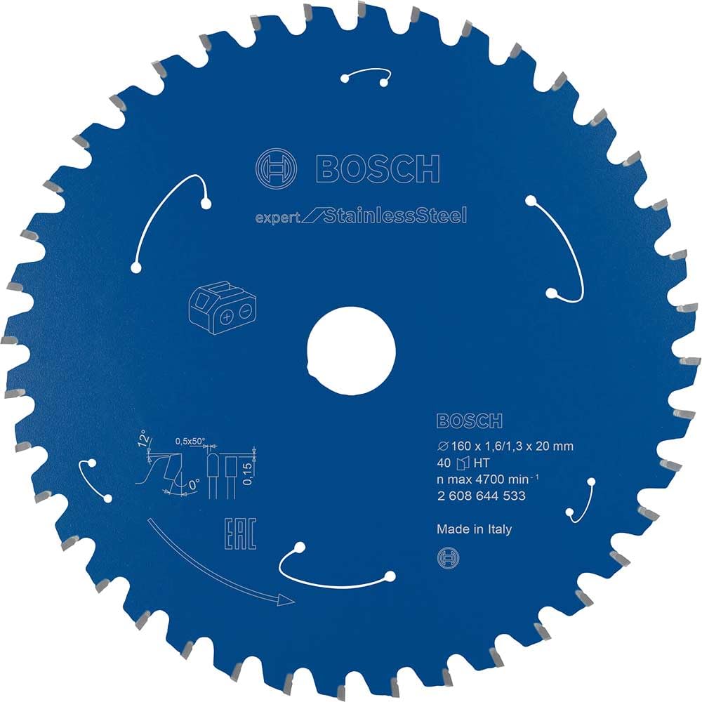 Bosch Accessories Professional Circular Saw Blade Expert for (Stainless Steel, 160 x 20 x 1.6 mm, 40 teeth; Accessories: Cordless Circular Saw)