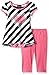 Lilt Girls' Capsleeve Striped Knit Legging Set with Heart Applique and Lace Inset