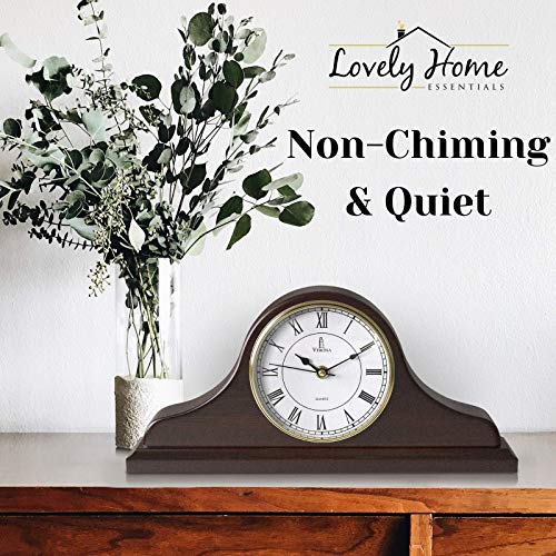 Mantle Clock, Wooden Mantel Clock for Living Room Décor Silent, Wood