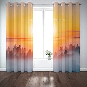 Frescas cortinas para ventana, cortina opaca para ventana, amanecer
