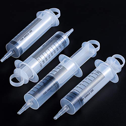 Frienda 4 Pack Large Plastic Syringe for Scientific Labs and Dispensing