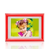 BOJIN 4-by-6-Inch Picture Frame Without Mat Plastic Home Fun Collage Table Top Photo Frame - Red,Plexiglass Screen
