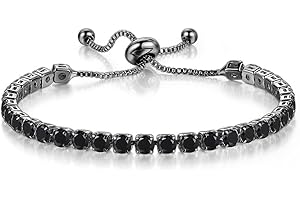 CiNily Adjustable Tennis Bracelets for Women Teen Girls Rainbow Cubic Zirconia Bracelet 14K White Gold Plated Hypoallergenic Slider Bracelet Jewelry Gift