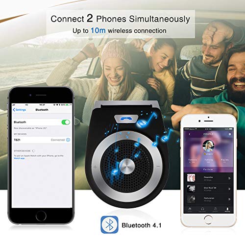 Bluetooth Speakers for Car Hands-Free Speakerphone Bluetooth 4.1 Wireless Car Kit Stereo Music Receiver for Safely Driving with Siri Google Assistant Voice Command - Thumbnail 2
