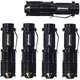 Goldenguy 5 Pack Mini Cree Q5 LED Flashlight Torch 7w 350lm Adjustable Focus Zoomable Light (Black)