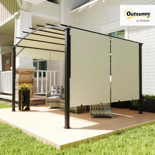 Outsunny 11' x 11' Outdoor Retractable Pergola Canopy Metal Frame Beige image 16