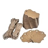 Outus 100 Pack Crafts Kraft Paper Gift Tags Hang labels with 30 Meters Natural Twine
