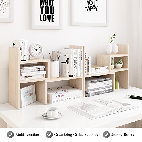 Jerry-Maggie-Desktop-Organizer-Office-Storage-Rack-Adjustable-Wood-Display-Shelf-Birthday-Gifts-Toy-Home-Decor-Free-Style-Rotation-Display-True-Natural-Stand-Shelf-White-Wood-Tone