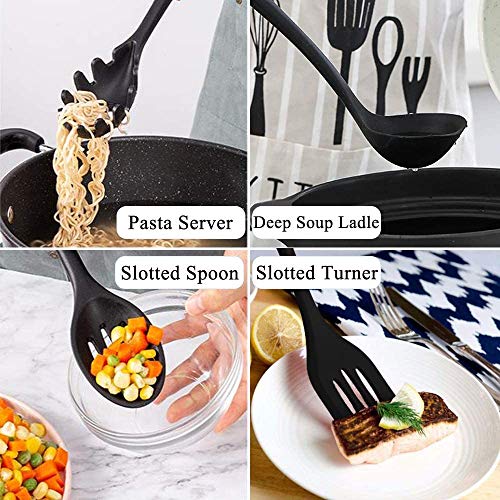 Kitchen Utensil Set, 35pcs Silicone Cooking Utensils with Holder for Non Stick Pan Cookware, Heat Resistant Kitchen Tools Turner Spatula Spoon Whisk Tong Oil Brush Measuring Cups, BPA Free