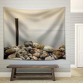 Wood on The Stone Shore - Fabric Wall Tapestry Home Decor - 51x60 inches