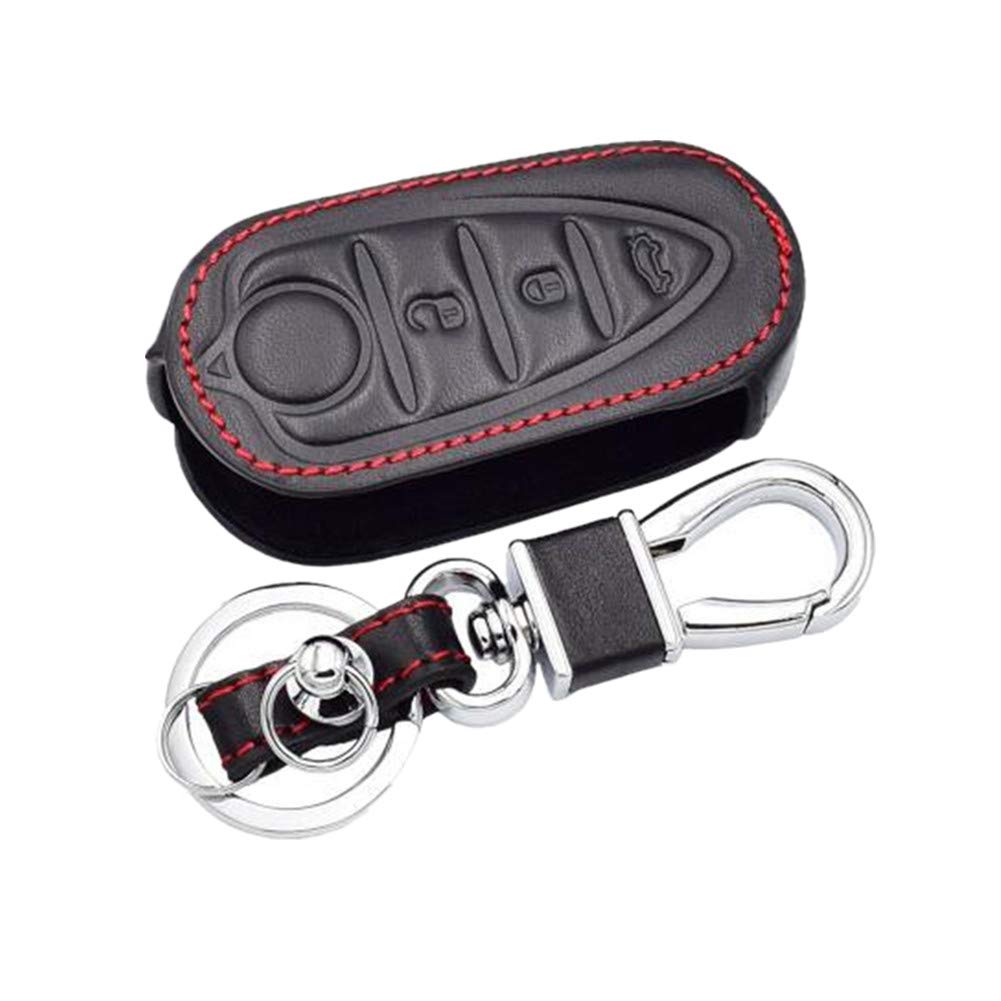 Happyit Car Leather Smart Key Cover Case for Alfa Myth 159 GTO Myth Giulietta Romeo 4C GTA-m38 3 Buttons Remote Control