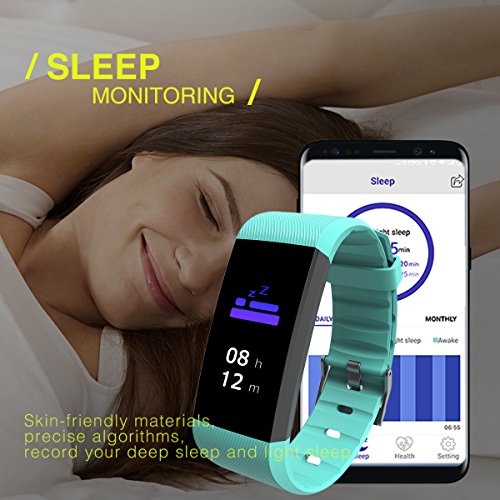 Blood Pressure Monitor Fitness Tracker Heart Rate Monitor READ R11 Pedometer Calorie Counter Activity Tracker Sleep Monitoring IP67 Waterproof Call SMS SNS Remind Watch for Android IOS … (green)