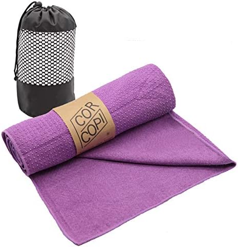 Corcopi ヨガタオル ヨガラグ 滑らない ホットヨガタオル 滑り止め ホットヨガ 快適 ラグ 速乾 新作 大人気 軽量 セット 001 ｎパープル バッグ ヨガ マット タオル 全5色 Towel The