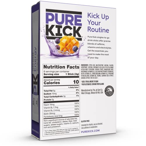 Pure Kick Energy Singles To Go Drink Mix, Mango Acai, Includes 12 Boxes