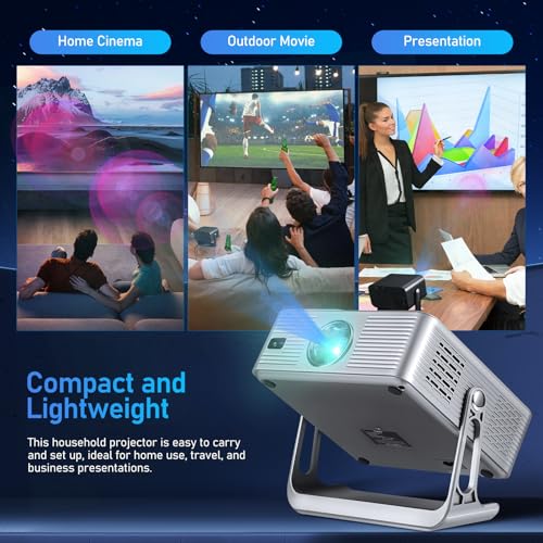Sosoport Proyector Inteligente Portátil Full HD 1080P con WiFi 6 y Bluetooth, Mini Proyector Android 13 con Autoenfoque y Corrección Keystone, Soporte Giratorio, Ideal para Cine en Casa y Camping
