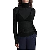 Ahtyeo Womens Mesh Sheer Long Sleeve Top See Through Turtleneck Going Out Tops Trendy Sexy Tee Shirts Lace Blouse