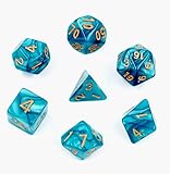 Polyhedral D&D Dice Set - Set of 7-Die Dice for Dungeons & Dragons Dice Games, Pathfinder, Magic The Gathering (MTG), Math Games and More（Indigo）
