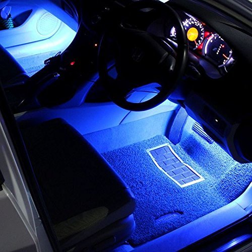 Car LED Strip Lights Justech 12V 4PCs 5050SMD LED Multicolor Light Interior Under Seat LED Strip Lights Dimmable Interior Atmosphere Decorative Lights with RF Remote&Sound Active Function for Vehicle