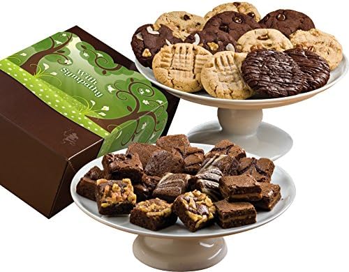 Fairytale Brownies Sympathy Deluxe Cookie &amp; Magic Morsel Combo Gourmet Food Gift Basket Chocolate Box - 1.5 Inch x 1.5 Inch Bite-Size Brownies and 3.25 Inch Cookies - 30 Pieces