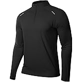 Surenow Men's Running Shirts Long Sleeve Athletic Workout Shirts Quarter Zip Pullover Moisture Wicking Quick Dry Shirts
