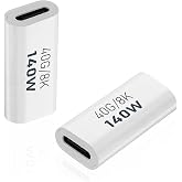 AreMe 2 Pack USB C Female to Female Adapter, White | Type C Coupler Extender Support 140W, 40Gbps, 8K@60Hz for Thunderbolt 4/3, Laptop, Phones