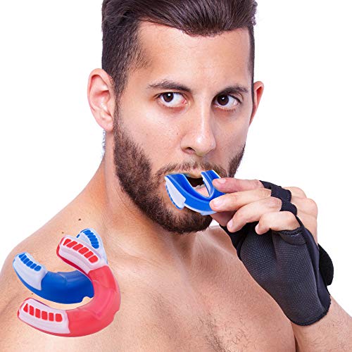 Aroamas Sports Mouth Guard for Adults - Moldable - Gel Max Mouthguard for Football, Lacrosse, Basketball, Boxing, MMA, Martial Arts, and More