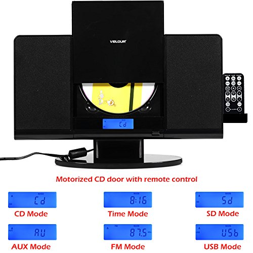 Protable-CD-Player-VELOUR-Slim-Boombox-with-USB-SD-FM-Radio-Clock-Mp3