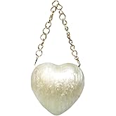 QMLGB Stylish Women Acrylic Evening Clutch Heart Shape Handbag Amber Top Handle Purse Bag for Party Prom Cocktail