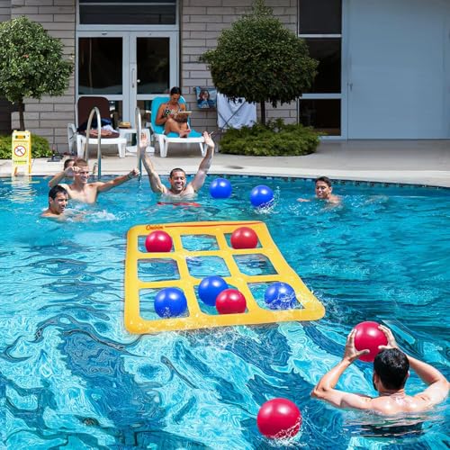Tic-Tac-Toe Pool Toys Games - Giant Floating Tic Tac Toe Game Float with 10 Balls Pool Game Party Toy Floats Yard Field Day Games Outdoor Beach Toys for Adults Teens