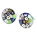 Glass Of Venice Italian Murano Glass Earrings Studs Round 3/8-Inch Multicolor Millefiori Flower - Murano Glass Earrings For Women