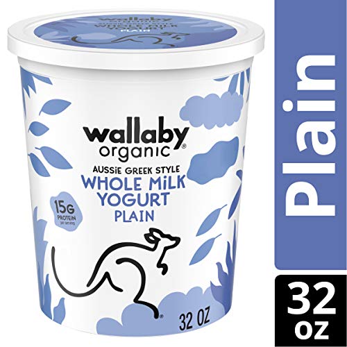 Wallaby Organic Aussie Greek Whole Milk Yogurt, Plain, 32 oz. USDA