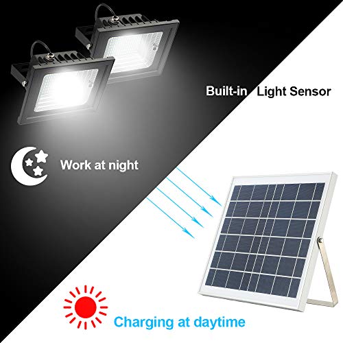 Solar Flood Lights Outdoor,JPLSK Remote Control Dual 98 LEDs 15W Solar Panel IP65 Waterproof Solar Powered Flood Light for Patio Garage Garden Driveway Yard Statute Community Sign - Thumbnail 3