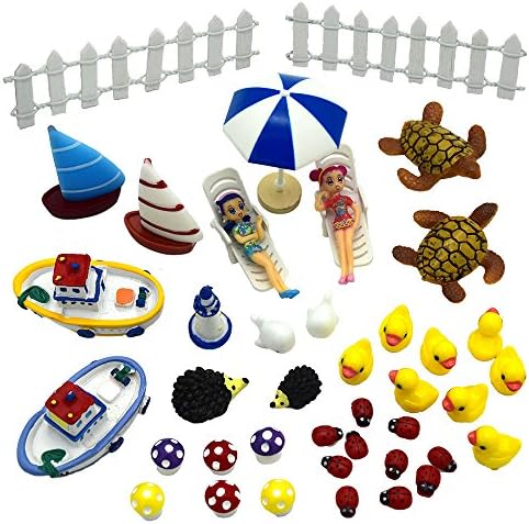 Ewinsun 42 Pieces Miniature Ornament Kit Set for DIY Fairy Garden Décor
