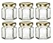 Nakpunar 6 pcs, 1.5 oz Mini Hexagon Glass Jars with Plastisol Lined Lids