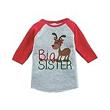 Custom Party Shop Youth Big Sister Christmas Raglan Shirt Red