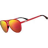 goodr Captain Blunt's Redeye Polarized Aviator Sunglasses, Medium Sized (Mach G), Red Frames with Red Mirrored Reflective Lenses, UV400 Protection, No Slip, No Bounce