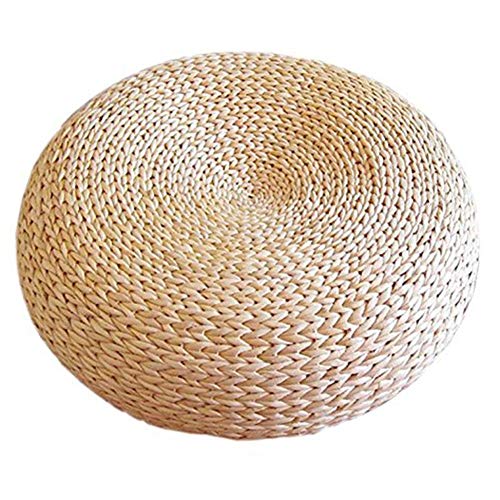 Biback Hand Woven Rush Straw Tatami Bay Window Cushion Thicken Straw Mat Pad for Zen,Yoga Practice - Thumbnail 2