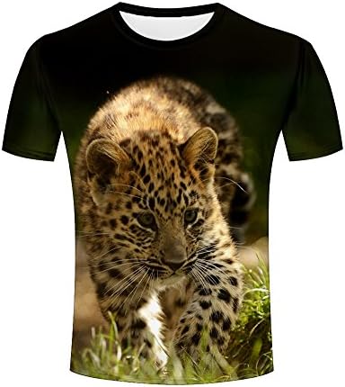 Men's 3d Printed Casual T shirt Wild Animals - Leopard Graphic Crew Neck Short Sleeve Tees XL