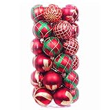 iPEGTOP Delicate Painting & Glittering Shatterproof Christmas Ball Ornaments - 30ct 60mm/2.4