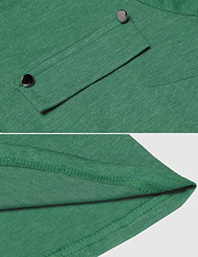 LuckyMore Womens Casual V Neck Button Decor Summer Swing Tunic Tops Shirts Teal Green S