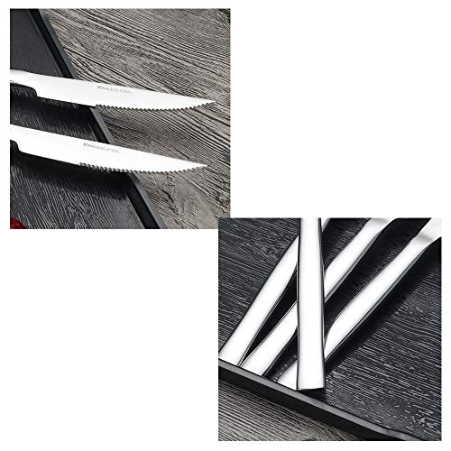 Idomy 6-Piece Stainless Steel Steak Knife Set, Multipurpose Kitchen Serrated Knives