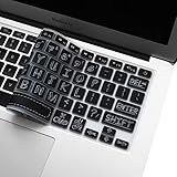 Masino Silicone Keyboard Cover Skin for 2015 or Old Version MacBook Air 13" MacBook Pro with/without Retina Display 13" 15" 17" inch Wireless Keyboard, Not Compatible with 2018 Air 13 (Shadow-Black)